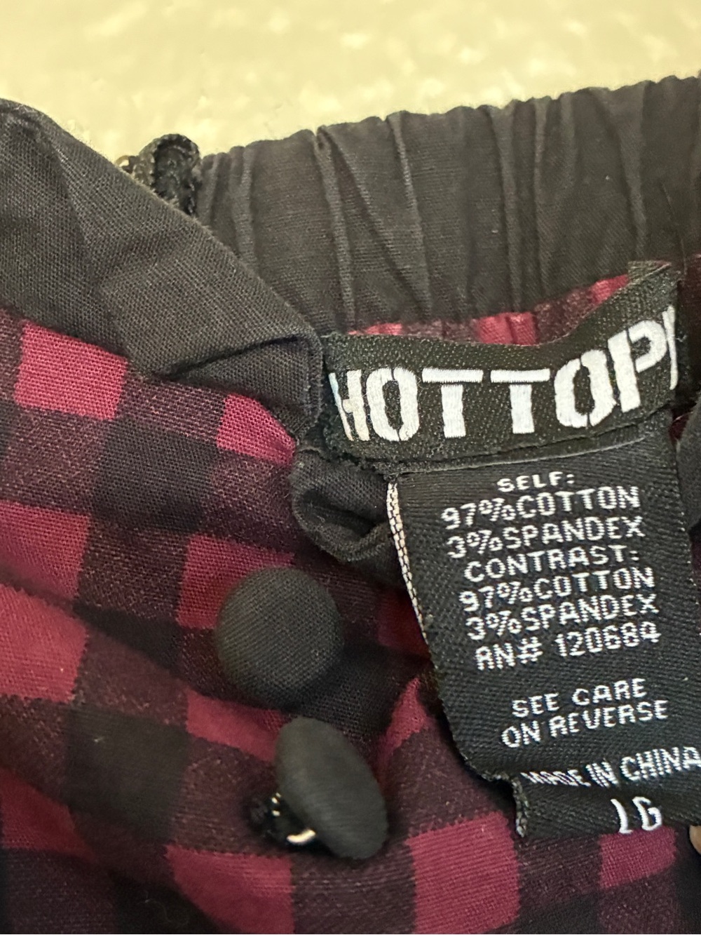 Hot Topic Size L Black Maroon Checked Babydoll Dress Buttons Y2K Grunge Alt - Picture 3 of 8